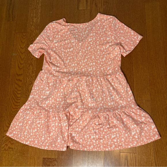 Xxl tiered dress peach pastel white mini floral flower como vintage - Picture 3 of 6